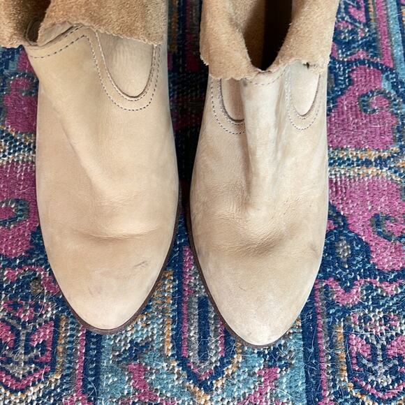 UGG Thames Nubuck suede leather stacked heel foldover ankle bootie sz 8 - Picture 5 of 6